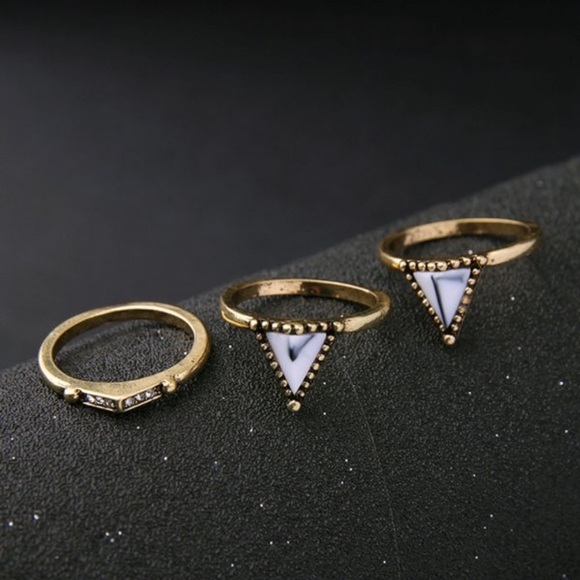 Stackable Marble Brass Ring Set - Picture 6 of 8